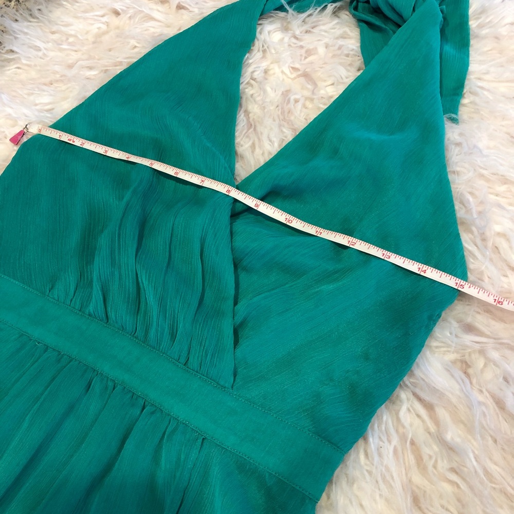 Bebe green high low halter dress, hi lo dress - Picture 4 of 7